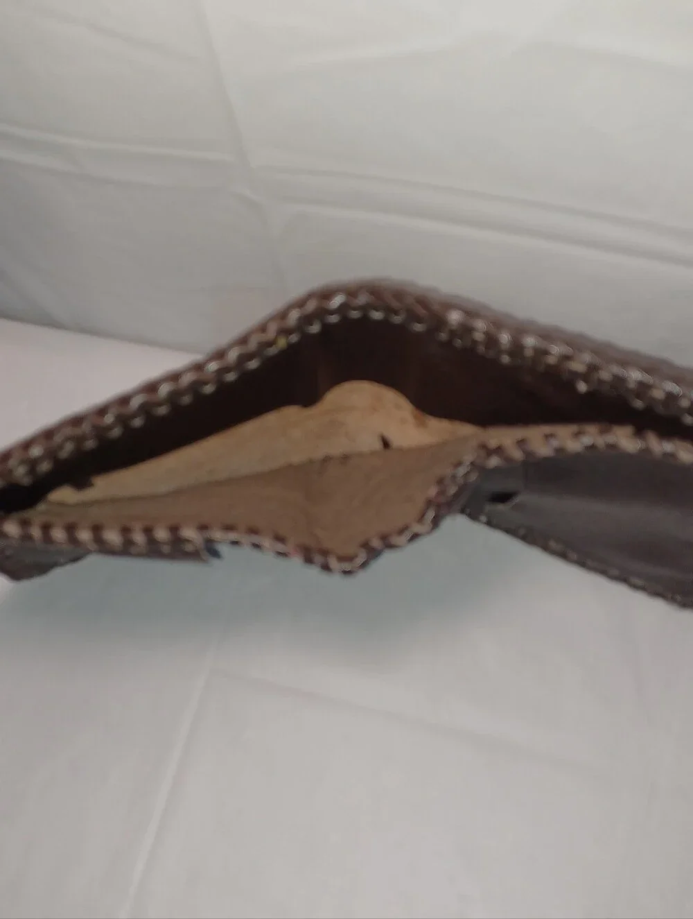 Brown Leather Men’s Wallet - Hand-Tooled Bifold.  MYRON  Embossed On Front